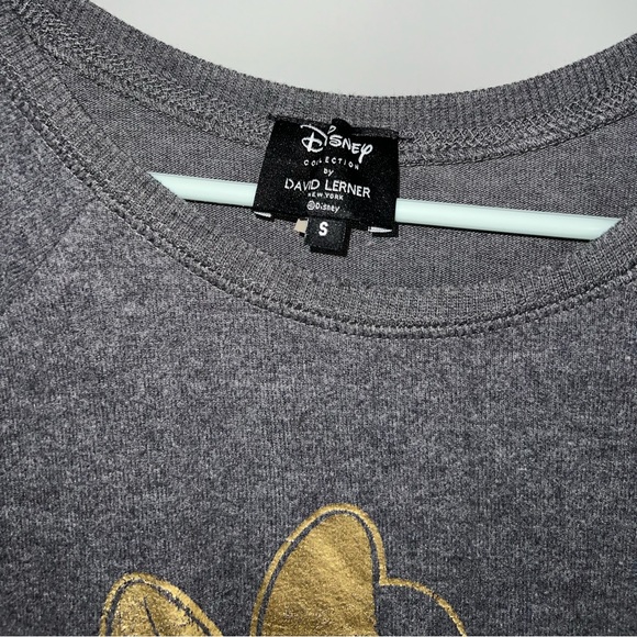 David Lerner Disney Collection Gray Open Shoulder Gold Minnie Mouse Sweater S - Picture 2 of 3